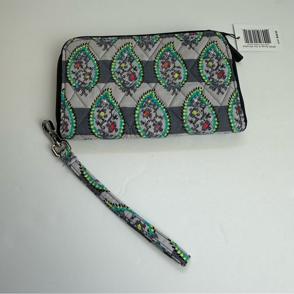 Vera Bradley Grab & Go Wristlet RFID Wallet Phone Pocketbook Paisley Stripes NEW - Picture 1 of 11